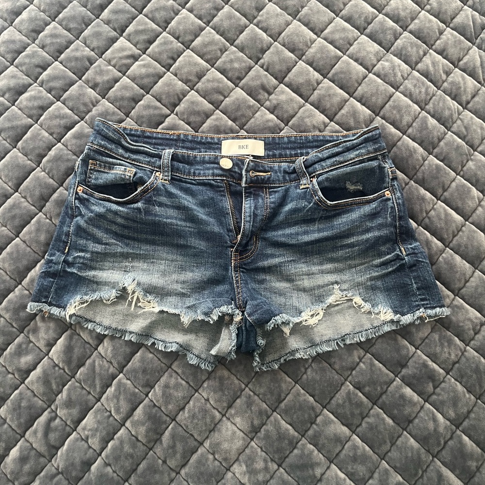BKE Blue Distressed Jean Shorts